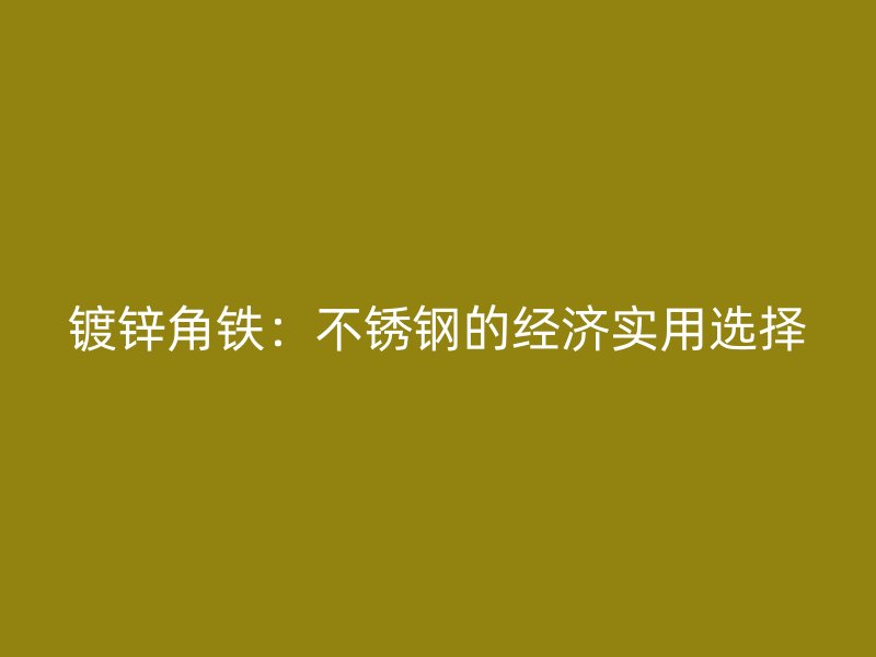 鍍鋅角鐵:不銹鋼的經(jīng)濟(jì)實用選擇