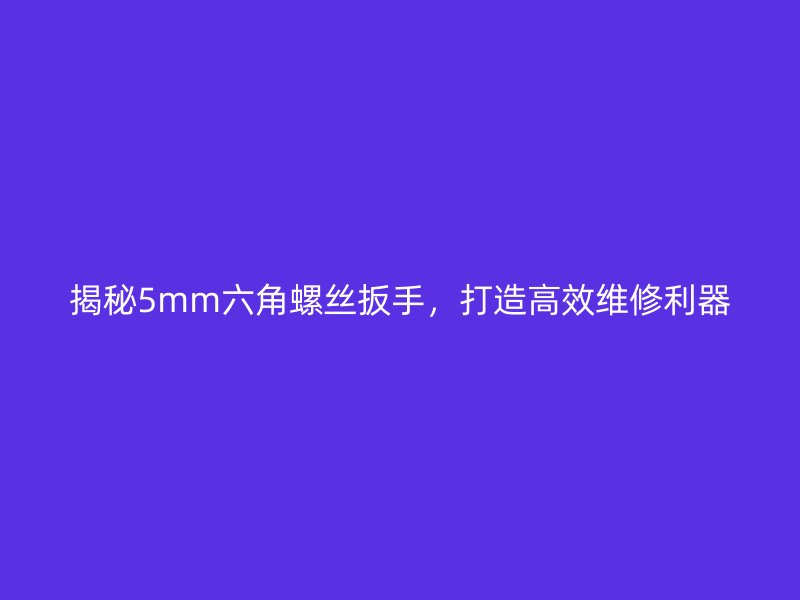 揭秘5mm六角螺絲扳手，打造高效維修利器