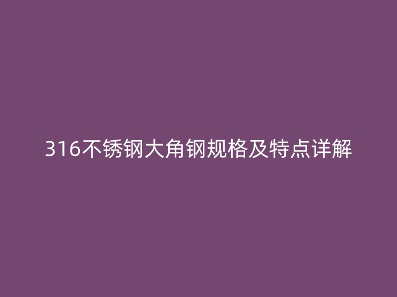 316不銹鋼大角鋼規(guī)格及特點詳解