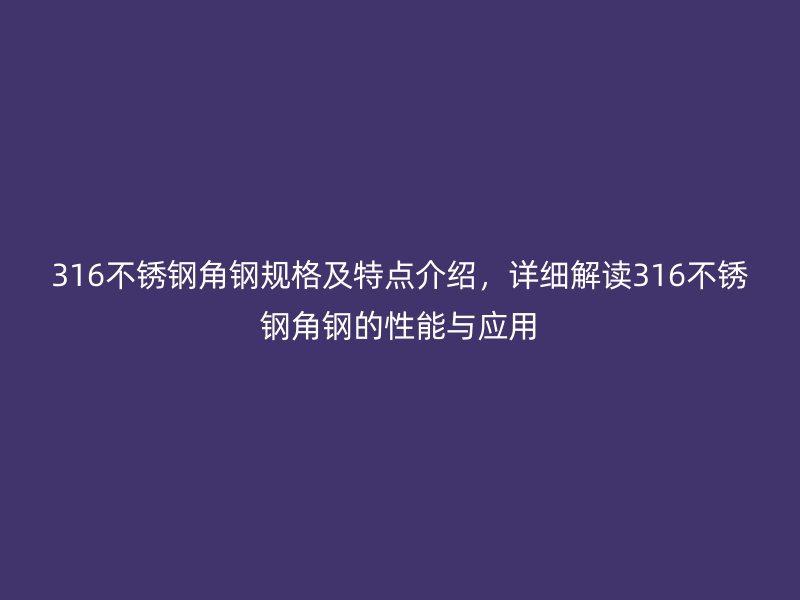 316不銹鋼角鋼規(guī)格及特點(diǎn)介紹，詳細(xì)解讀316不銹鋼角鋼的性能與應(yīng)用